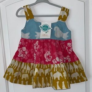 NWT Global Mamas organic cotton tiered dress 24 months